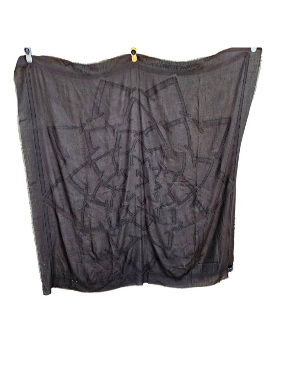 Vintage Valentino Cashmere Silk Shawl Wrap Espresso Brown Fringe 60x58 - Picture 9 of 14